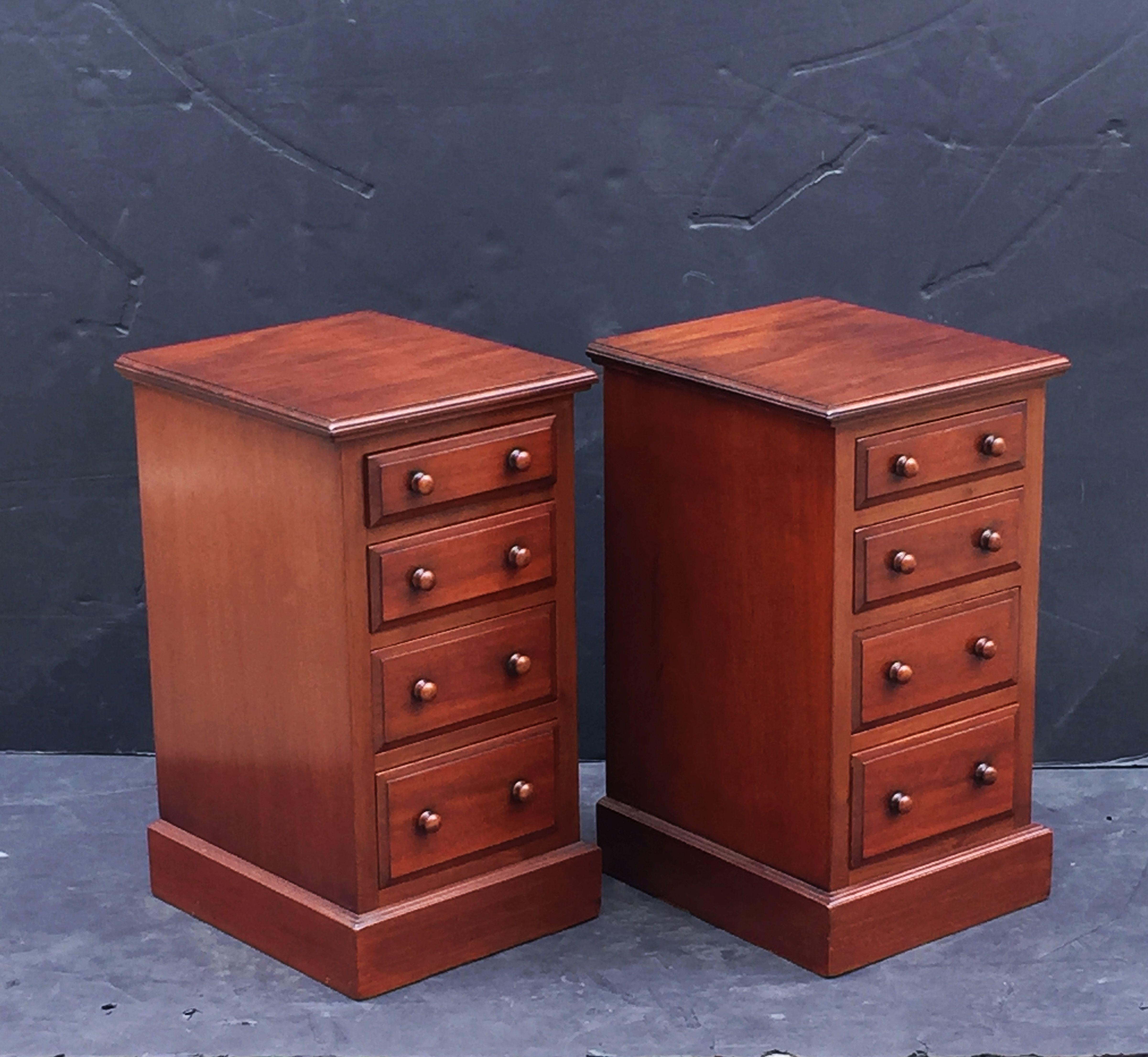 English Bedside Chests or Cabinet Nightstands of Mahogany - 'Priced as a Pair' In Good Condition In Austin, TX