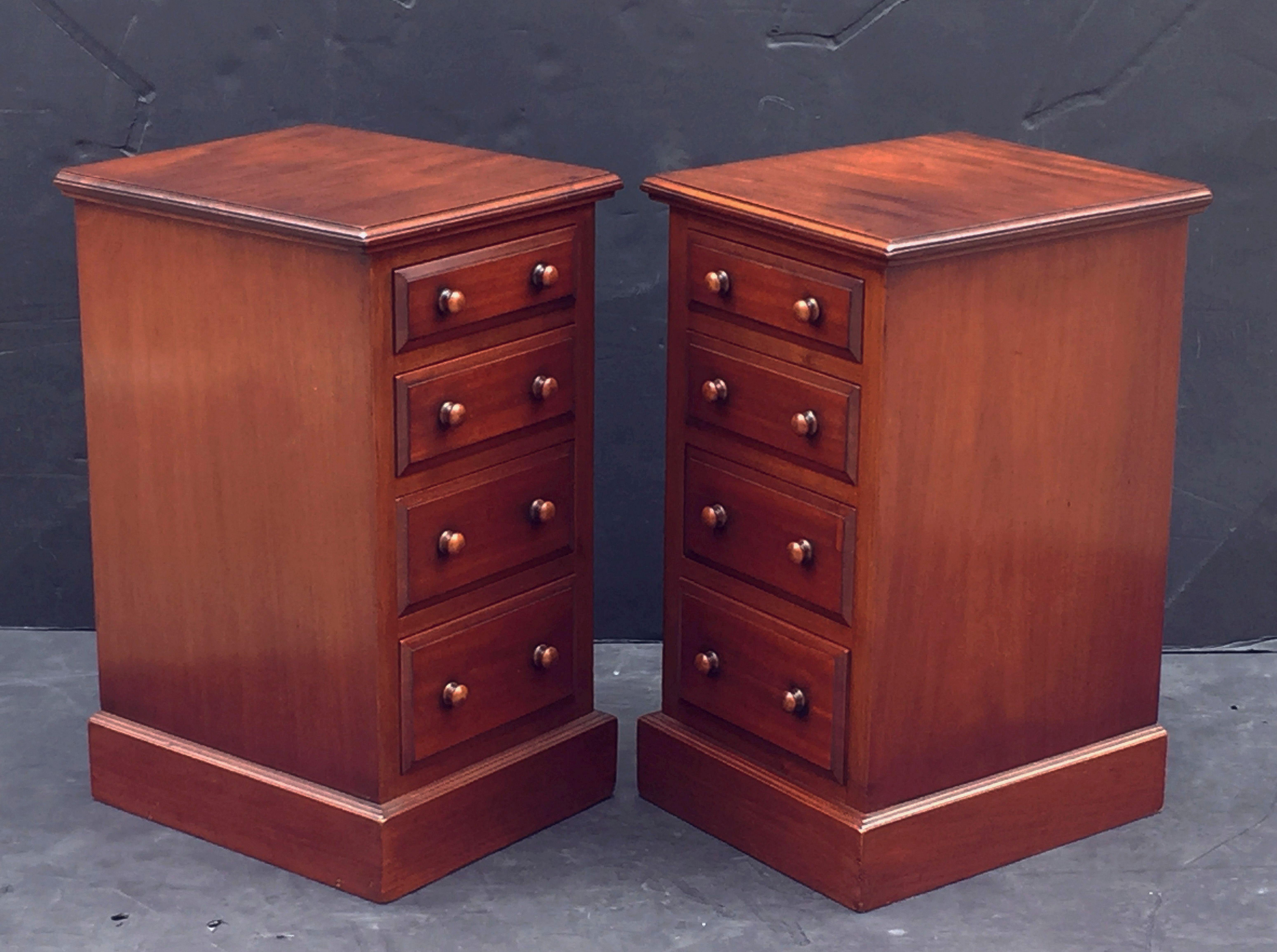 20th Century English Bedside Chests or Cabinet Nightstands of Mahogany - 'Priced as a Pair'