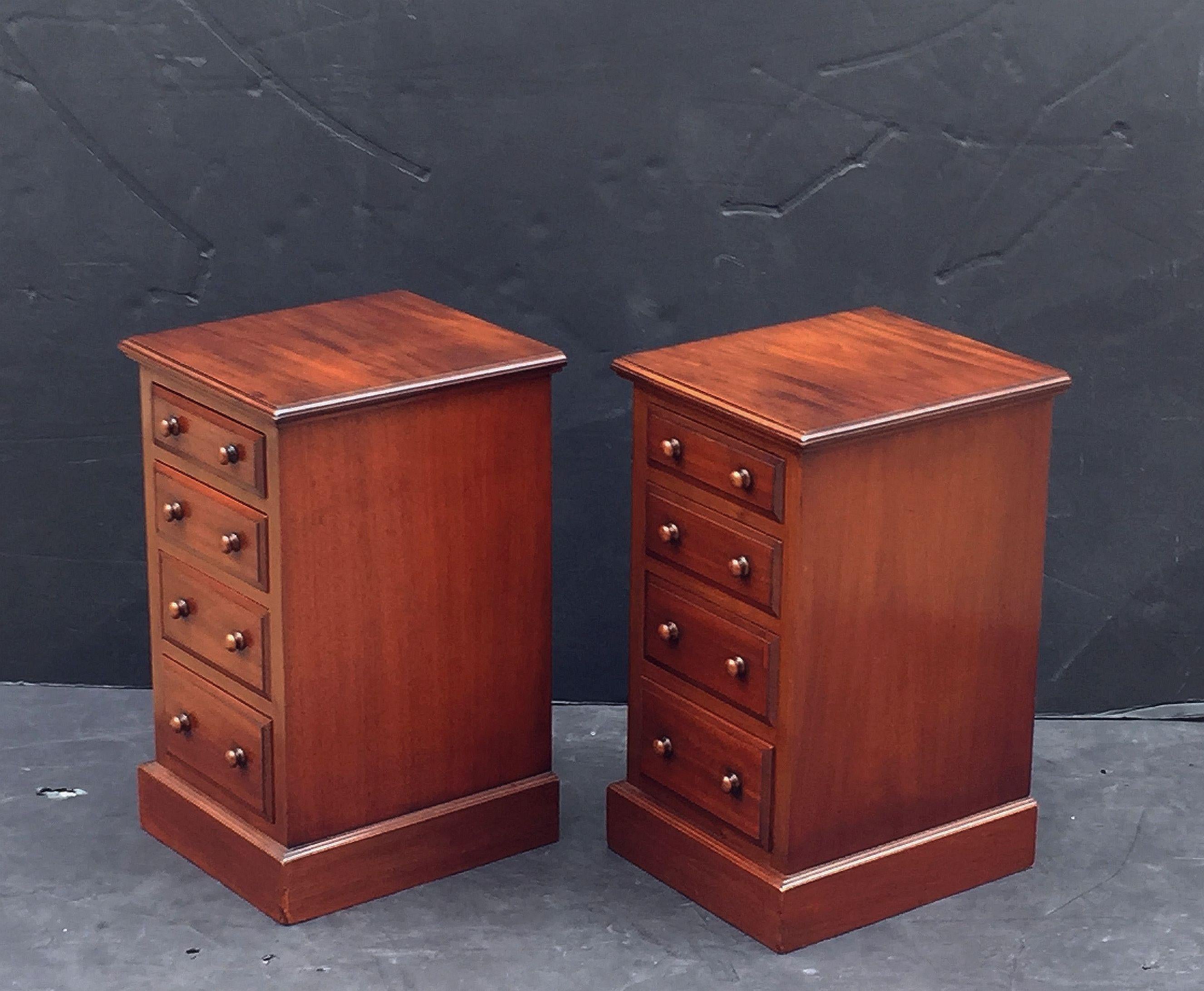 Wood English Bedside Chests or Cabinet Nightstands of Mahogany - 'Priced as a Pair'