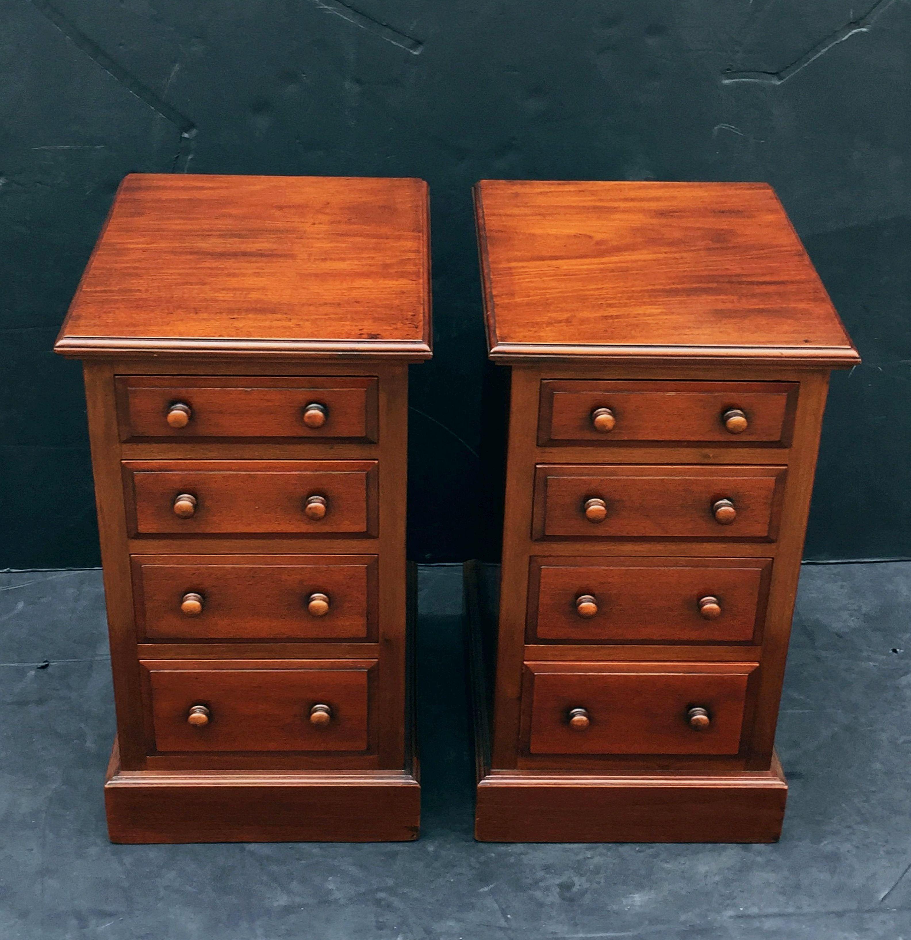 English Bedside Chests or Cabinet Nightstands of Mahogany - 'Priced as a Pair' 1