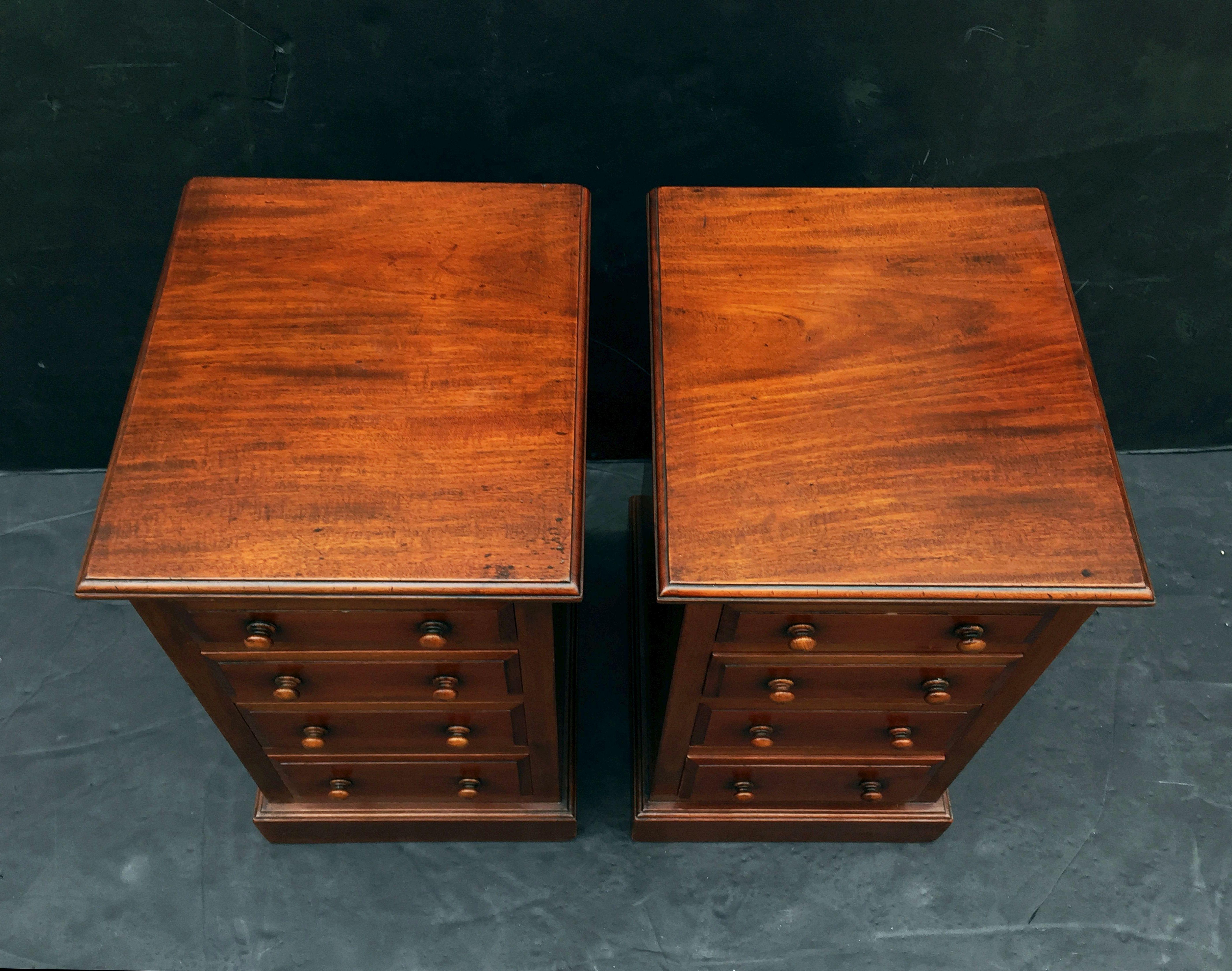 English Bedside Chests or Cabinet Nightstands of Mahogany - 'Priced as a Pair' 2