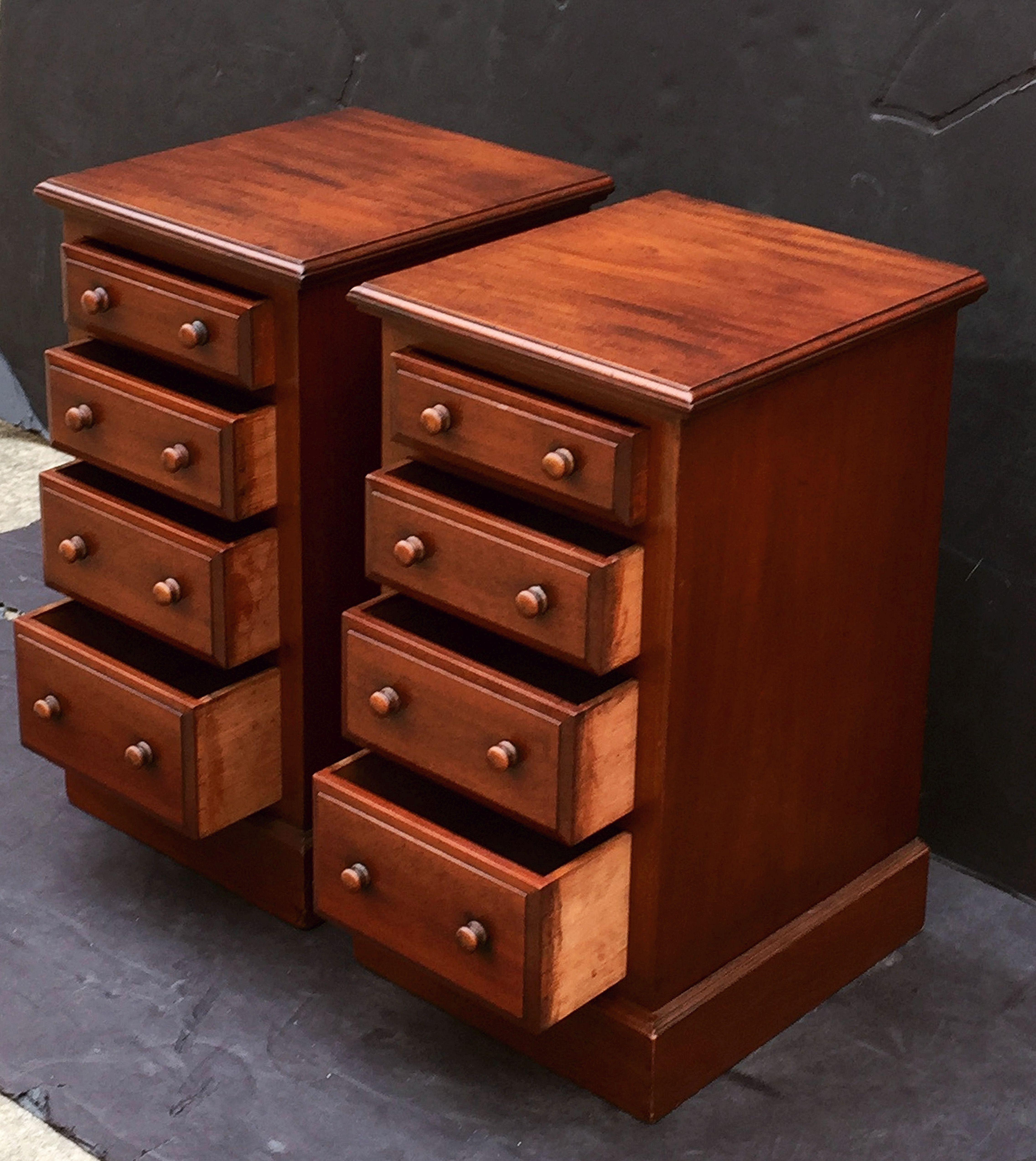 English Bedside Chests or Cabinet Nightstands of Mahogany - 'Priced as a Pair' 3