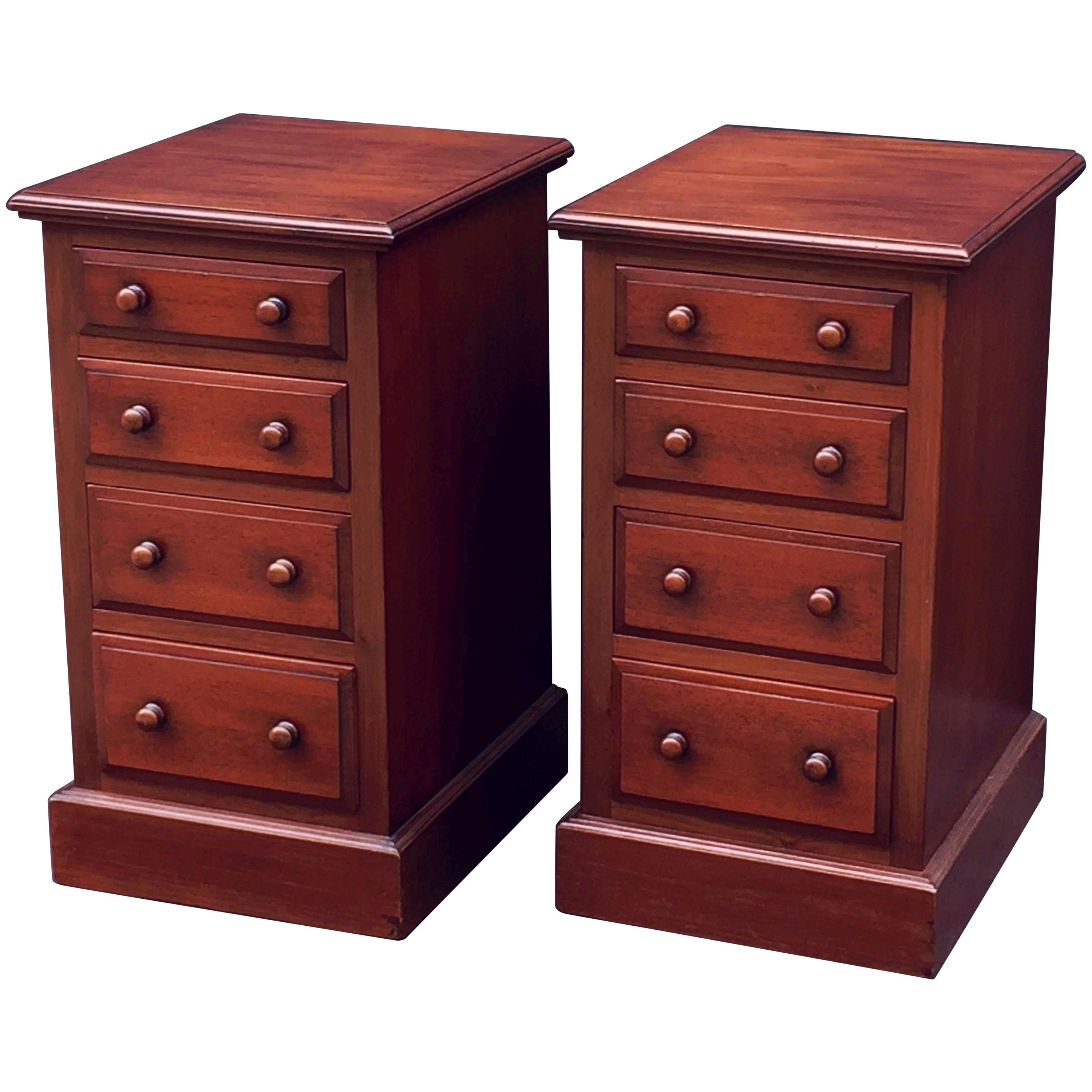 English Bedside Chests or Cabinet Nightstands of Mahogany - 'Priced as a Pair'