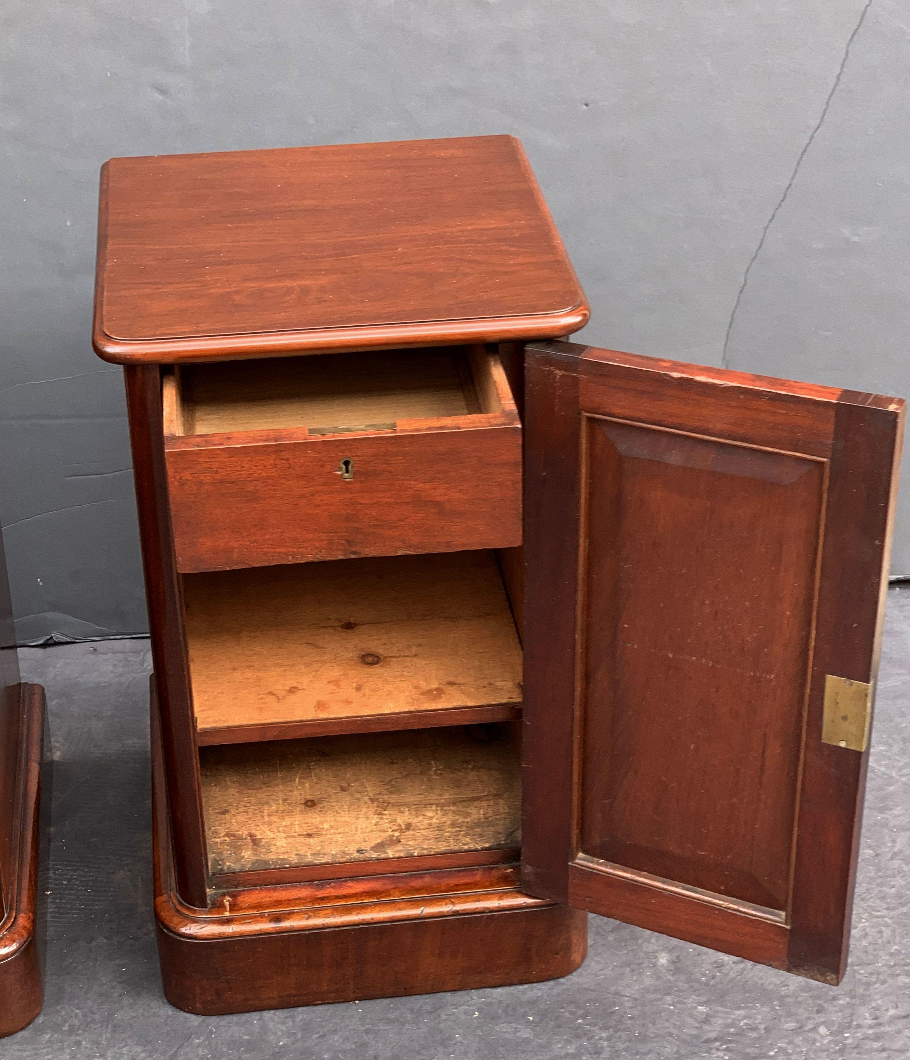 English Bedside Chests or Cabinet Nightstands of Mahogany, Priced as a Pair 13