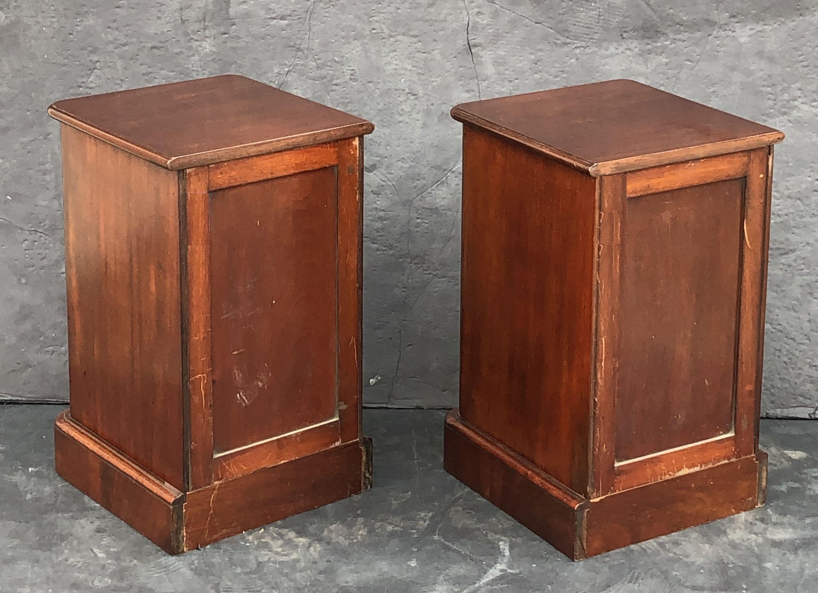English Bedside Chests or Cabinet Nightstands of Mahogany, Priced as a Pair 14