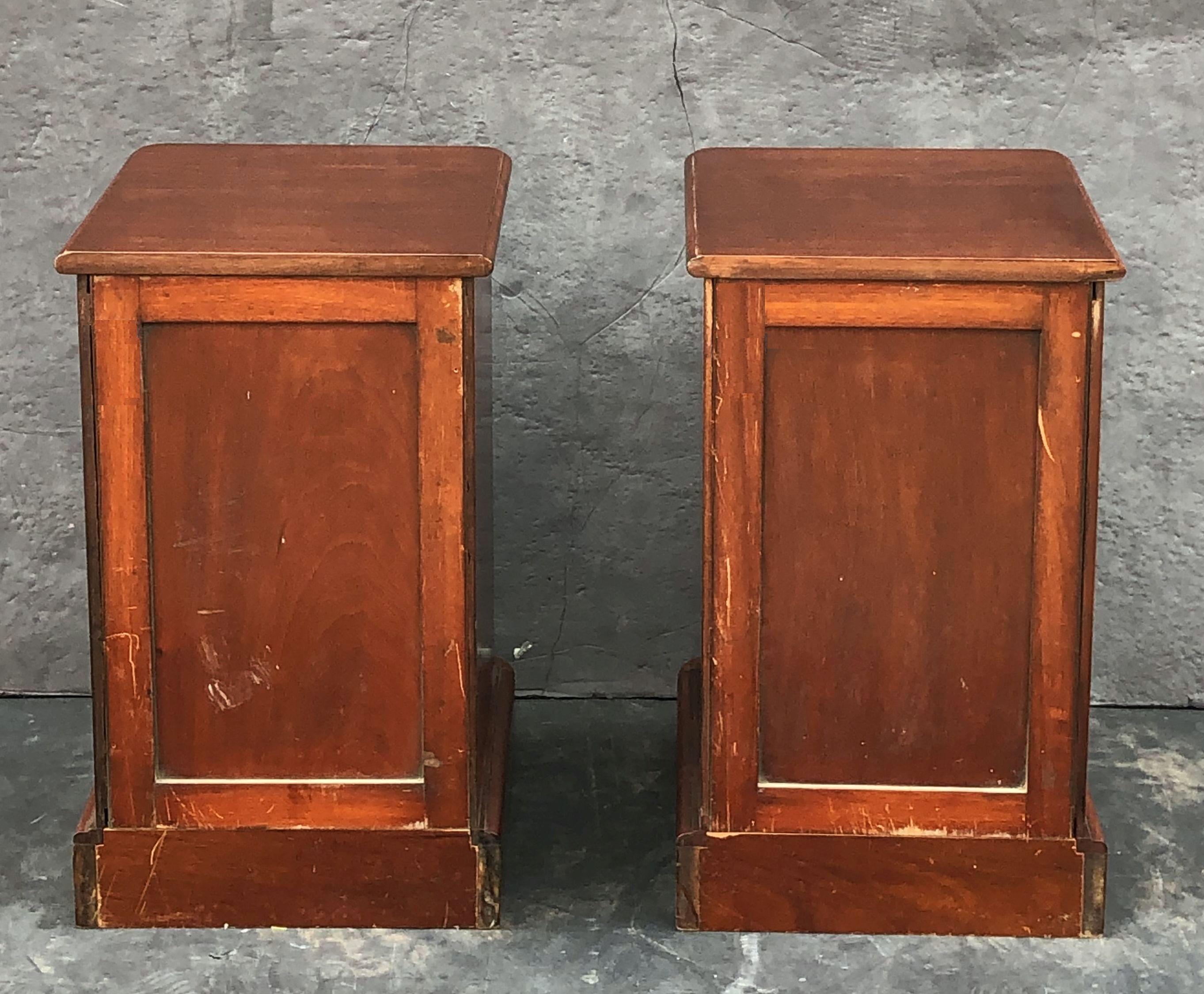 English Bedside Chests or Cabinet Nightstands of Mahogany, Priced as a Pair 15
