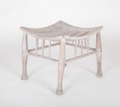 English Beech Wood Thebes Stool with Cerused Finish