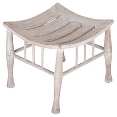 Englischer Thebes-Hocker aus Buchenholz mit keramischer Oberfläche