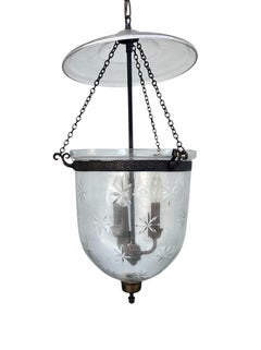 English Bell Jar Lantern with Etched Stars.
