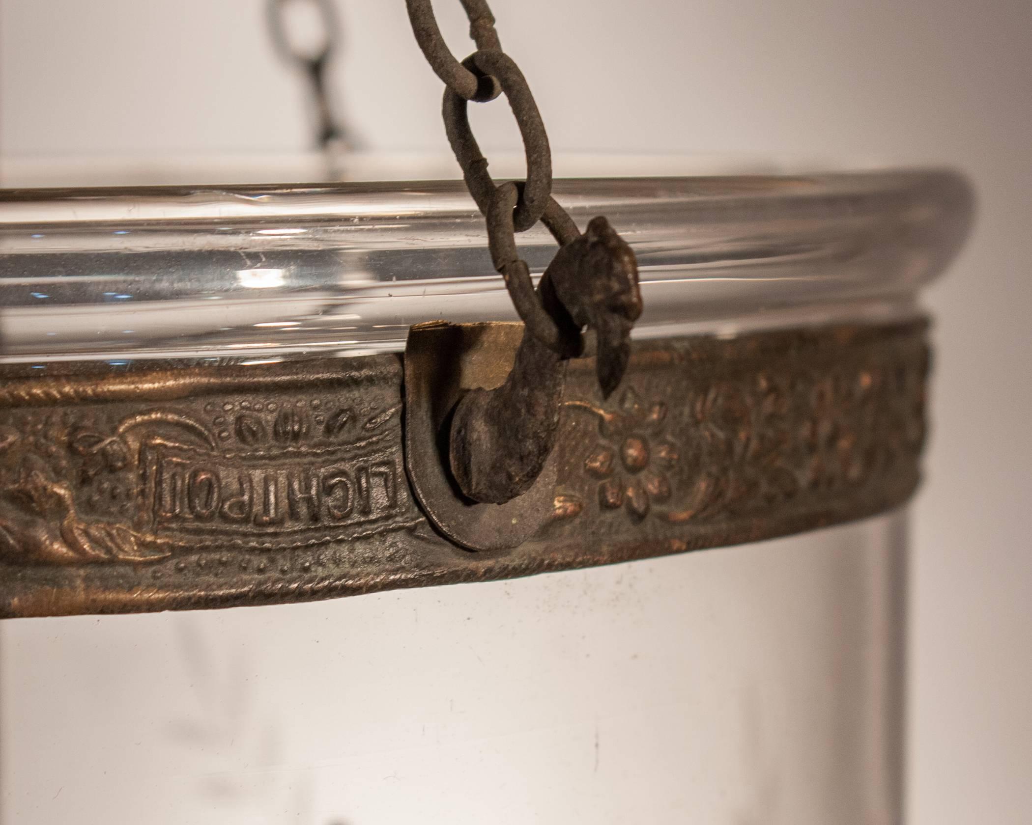 English Bell Jar Lantern with Grape Etching 2