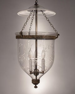 Antique Bell Jar Lantern with Vine Etching