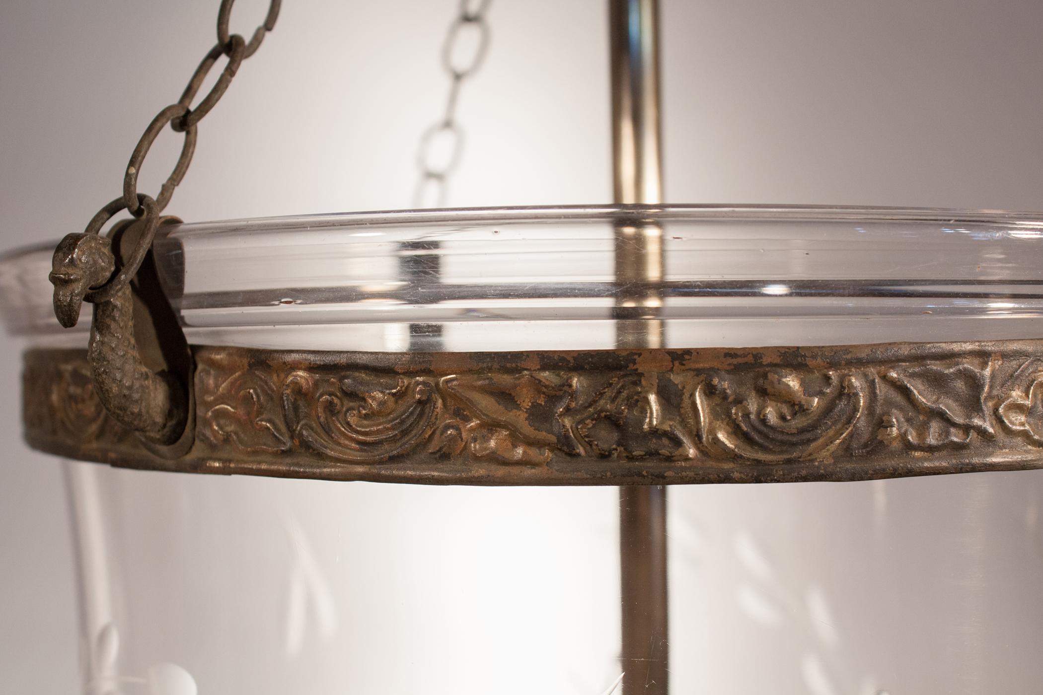  Antique Bell Jar Lantern with Vine Etching (Radiert)