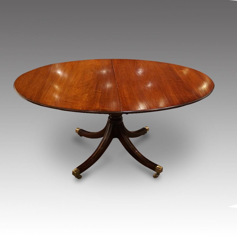 English Bench Made Regency Style Oval Mahogany Extending Dining Table 1