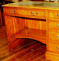 English Bench-Made Repro, Inlaid "Pippy" Yewwood Chippendale Style Computer Desk