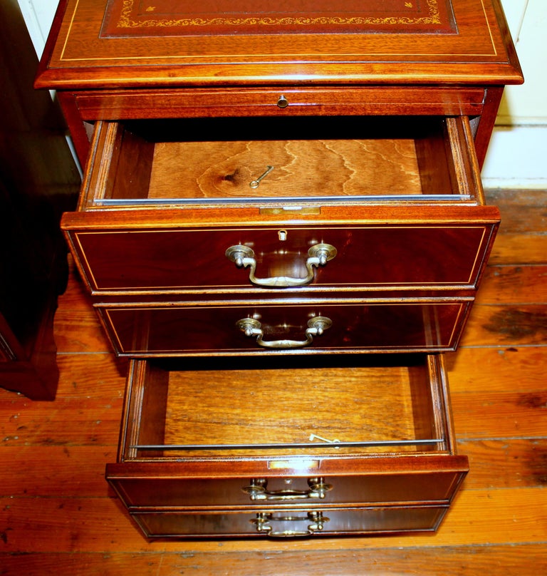 English BenchMade Reprod, Inlaid Mahogany TwoDrawer File with