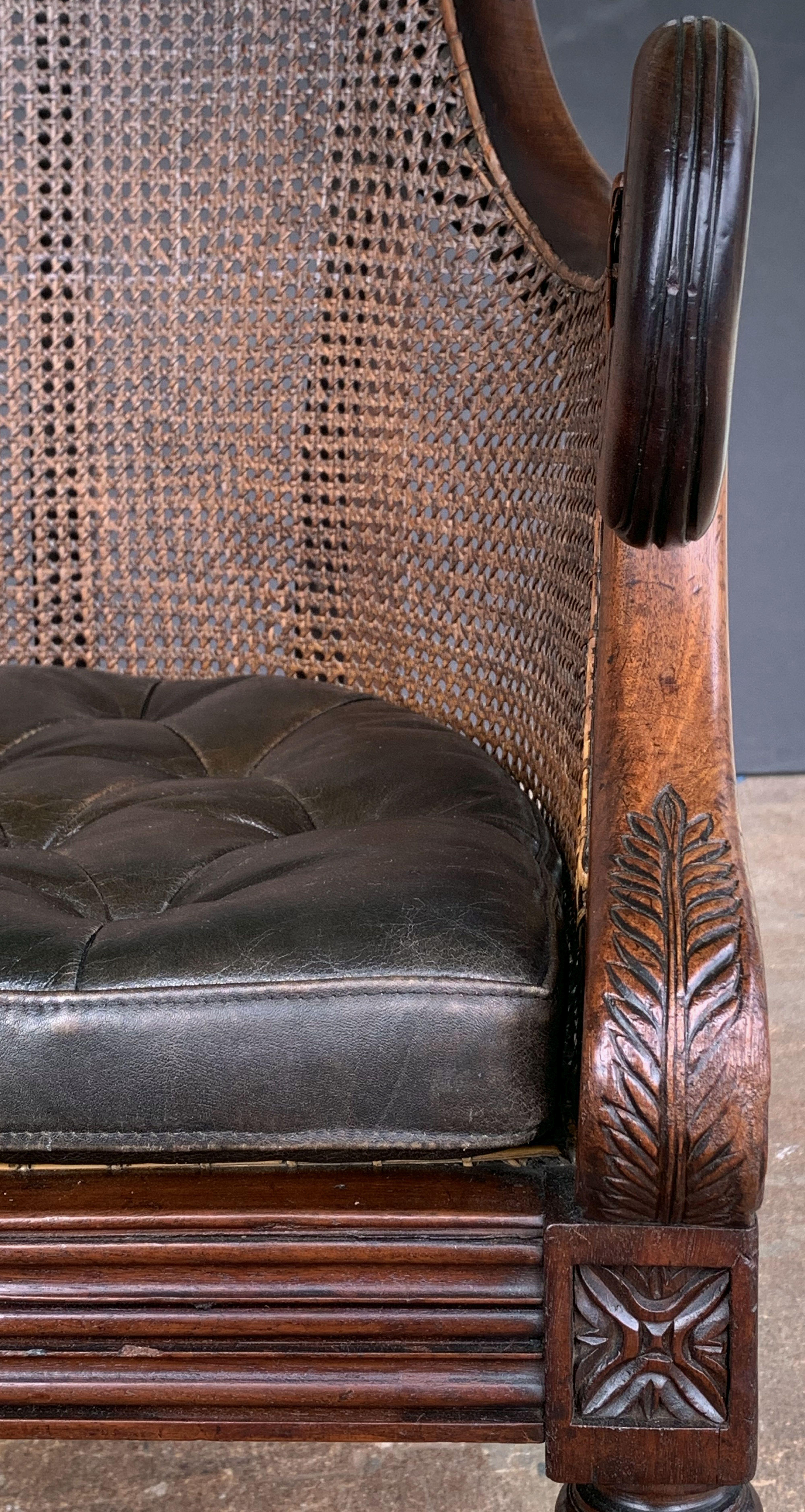 English Bergere Armchair of Caned Mahogany from the Regency Period 8