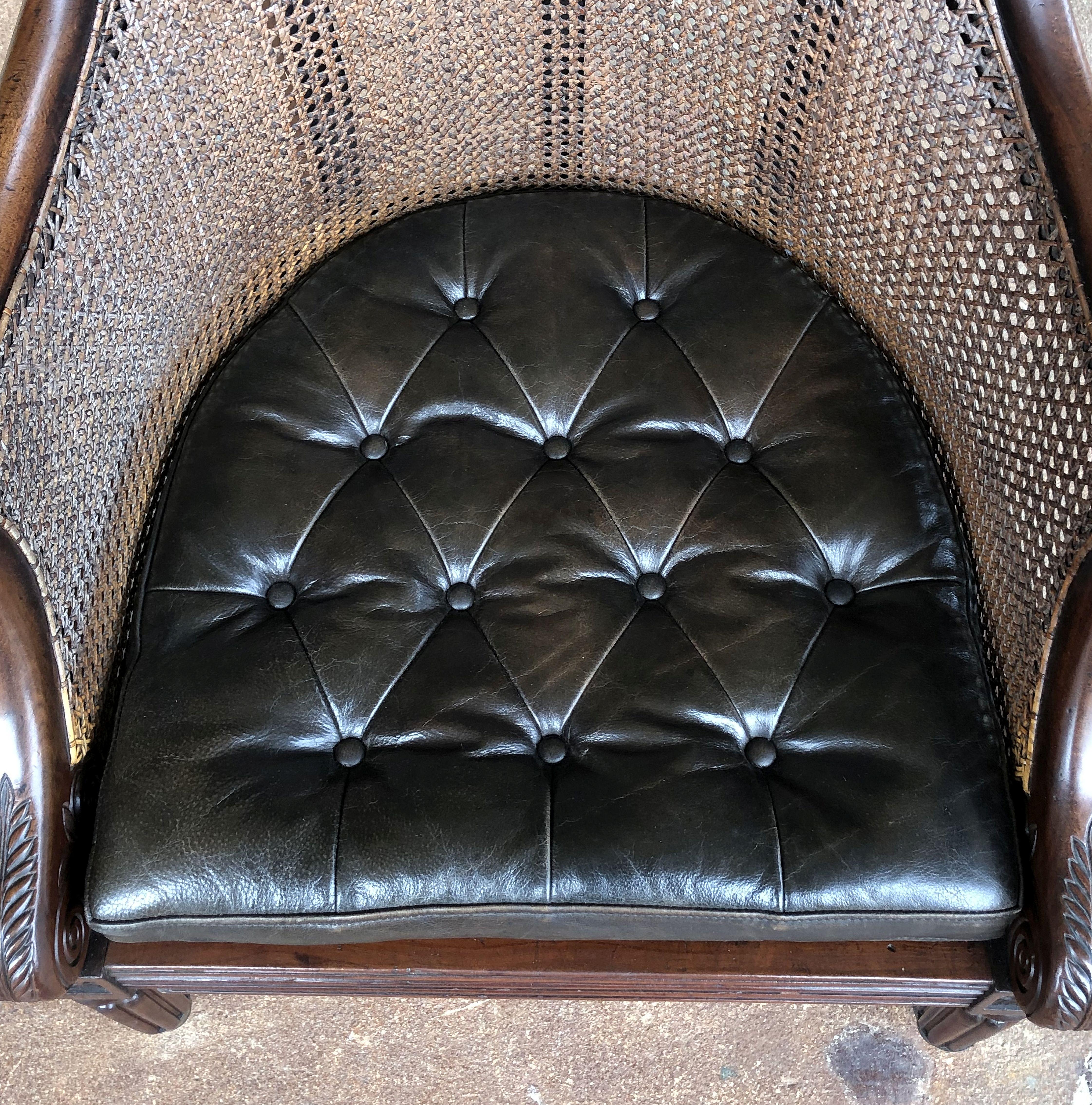 English Bergere Armchair of Caned Mahogany from the Regency Period 4