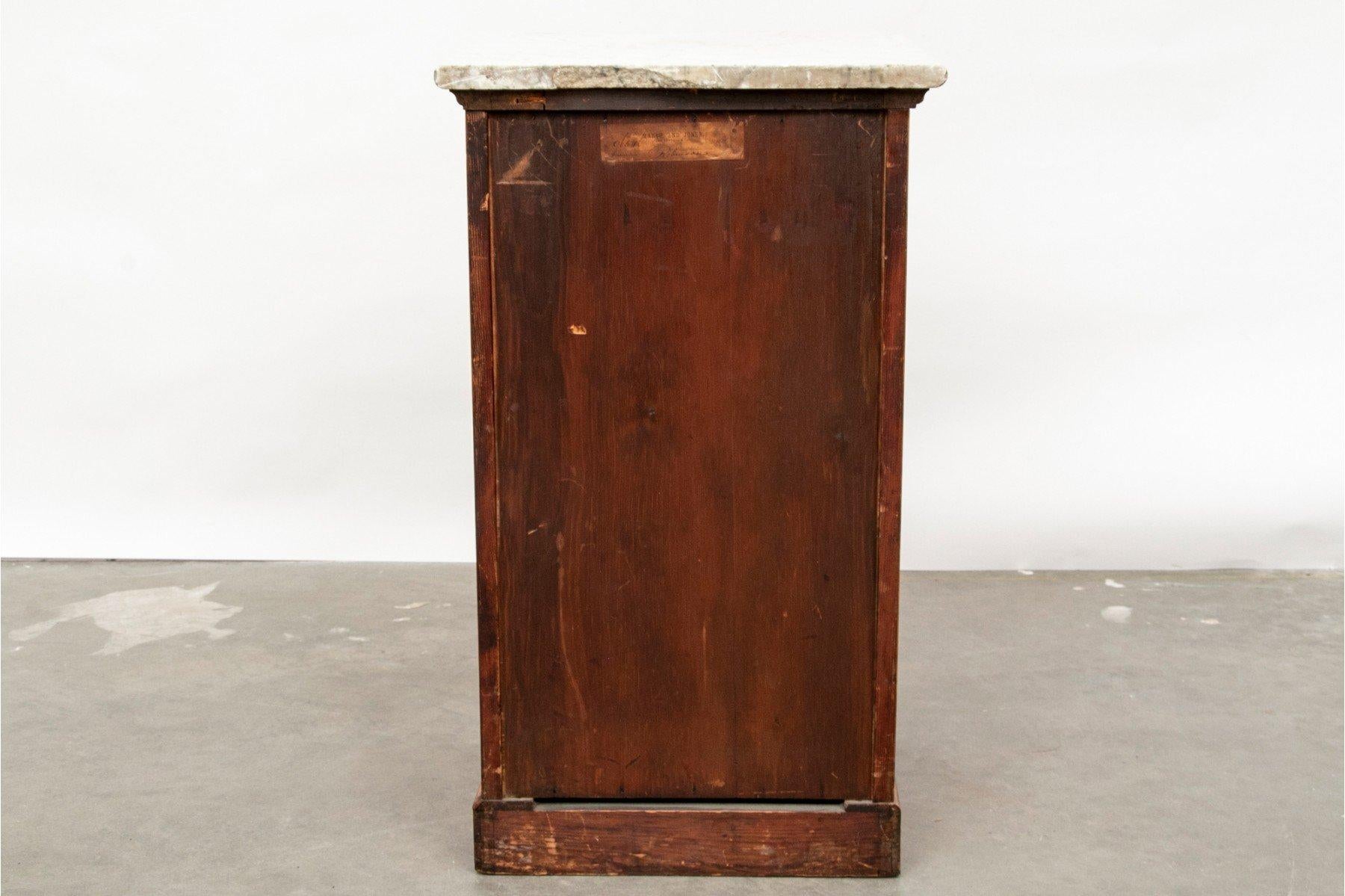 English Birch Night Stand or Cabinet With Marble Top For Sale 7
