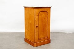 English Birch Night Stand or Cabinet With Marble Top