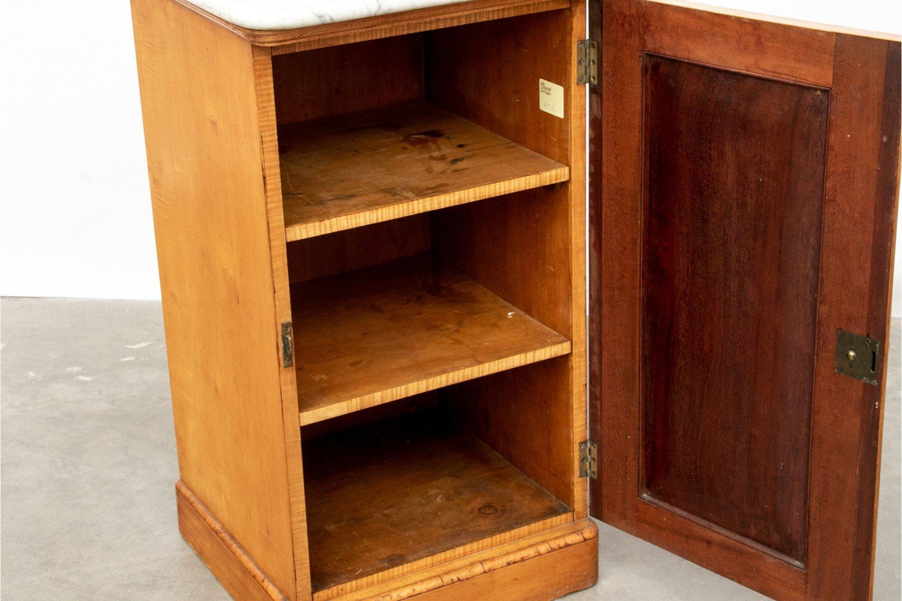 18th Century English Birch Night Stand or Cabinet With Marble Top For Sale