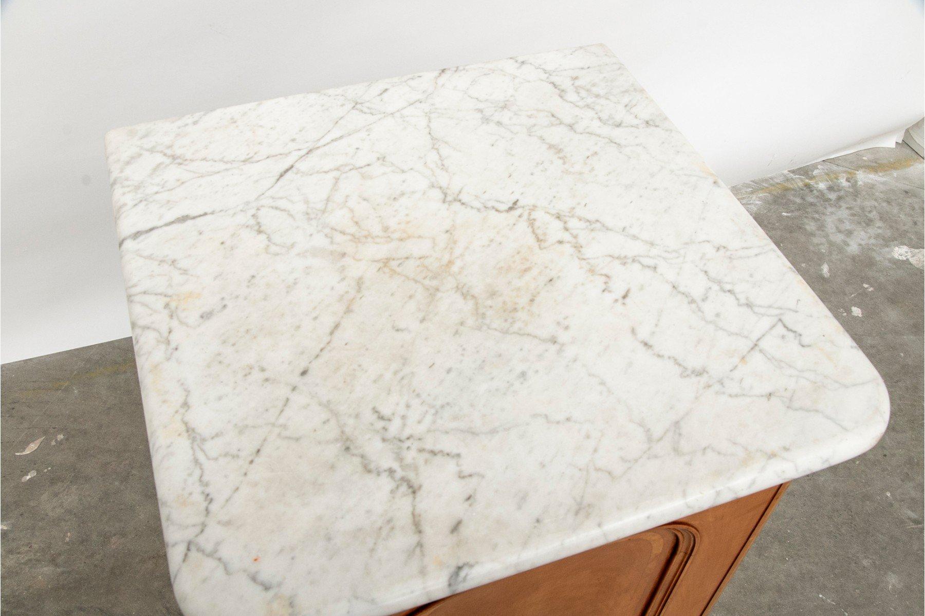English Birch Night Stand or Cabinet With Marble Top For Sale 3