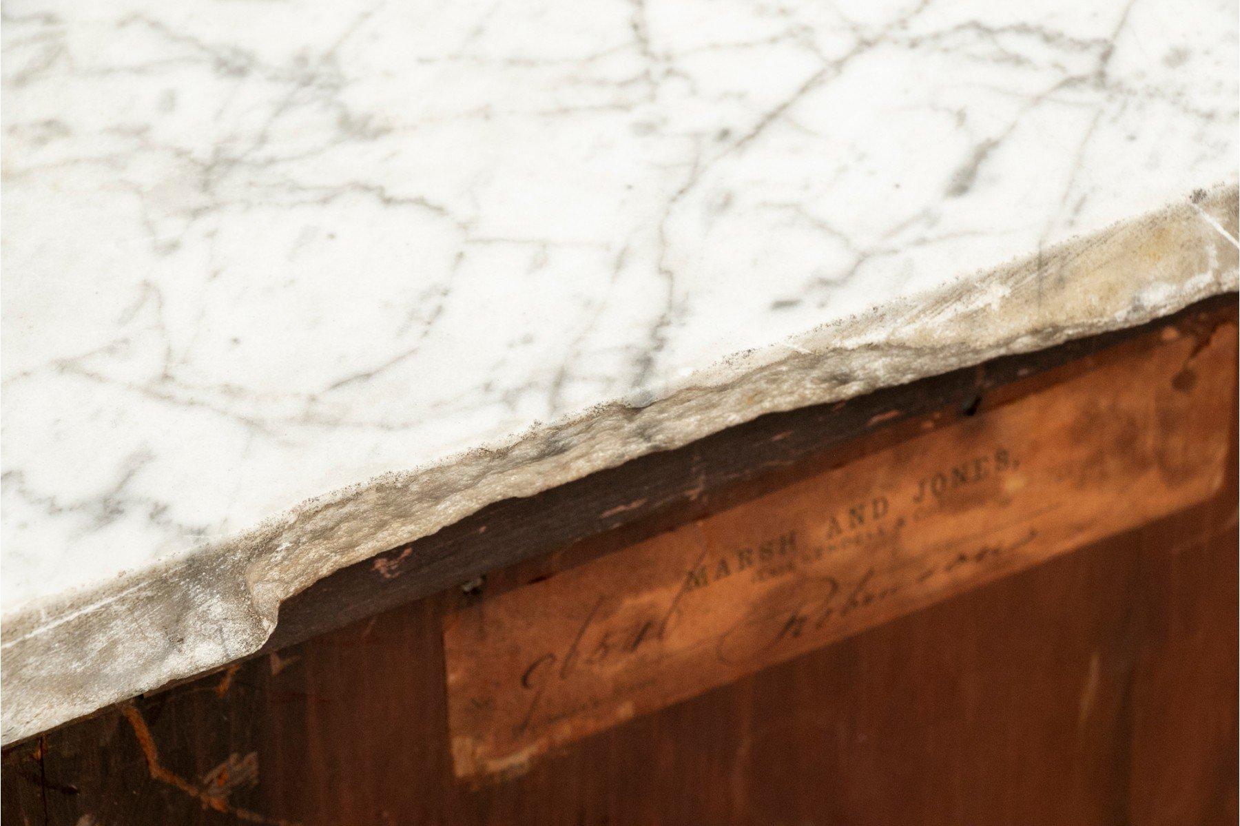 English Birch Night Stand or Cabinet With Marble Top For Sale 4