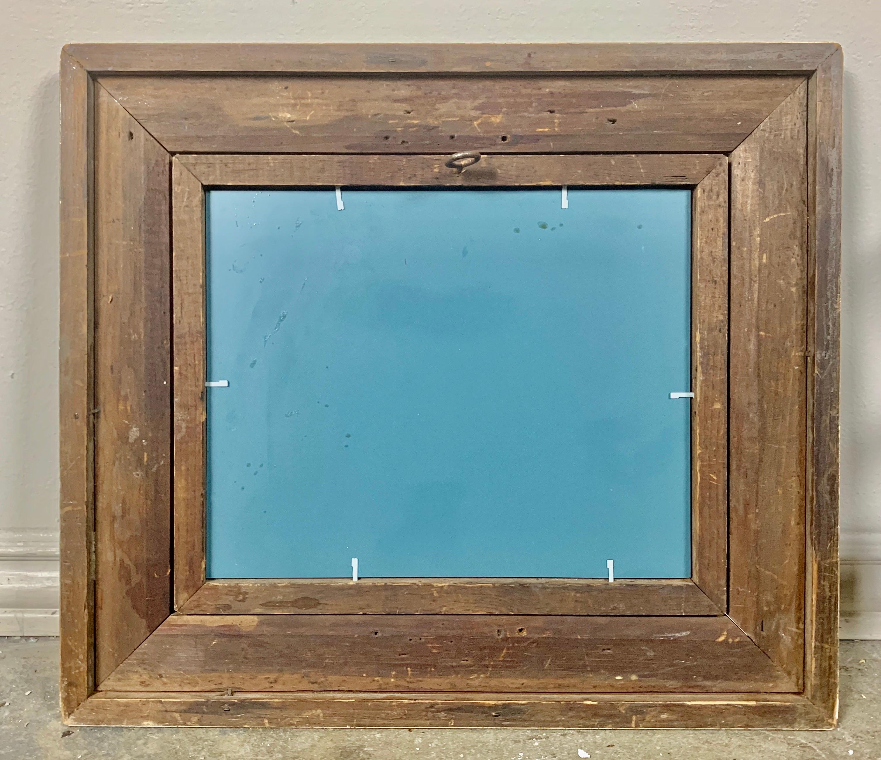 English Bird's-Eye Maple Frame with Mirror In Distressed Condition In Los Angeles, CA
