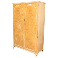 English Bird's-Eye Maple Wardrobe Fitted Armoire