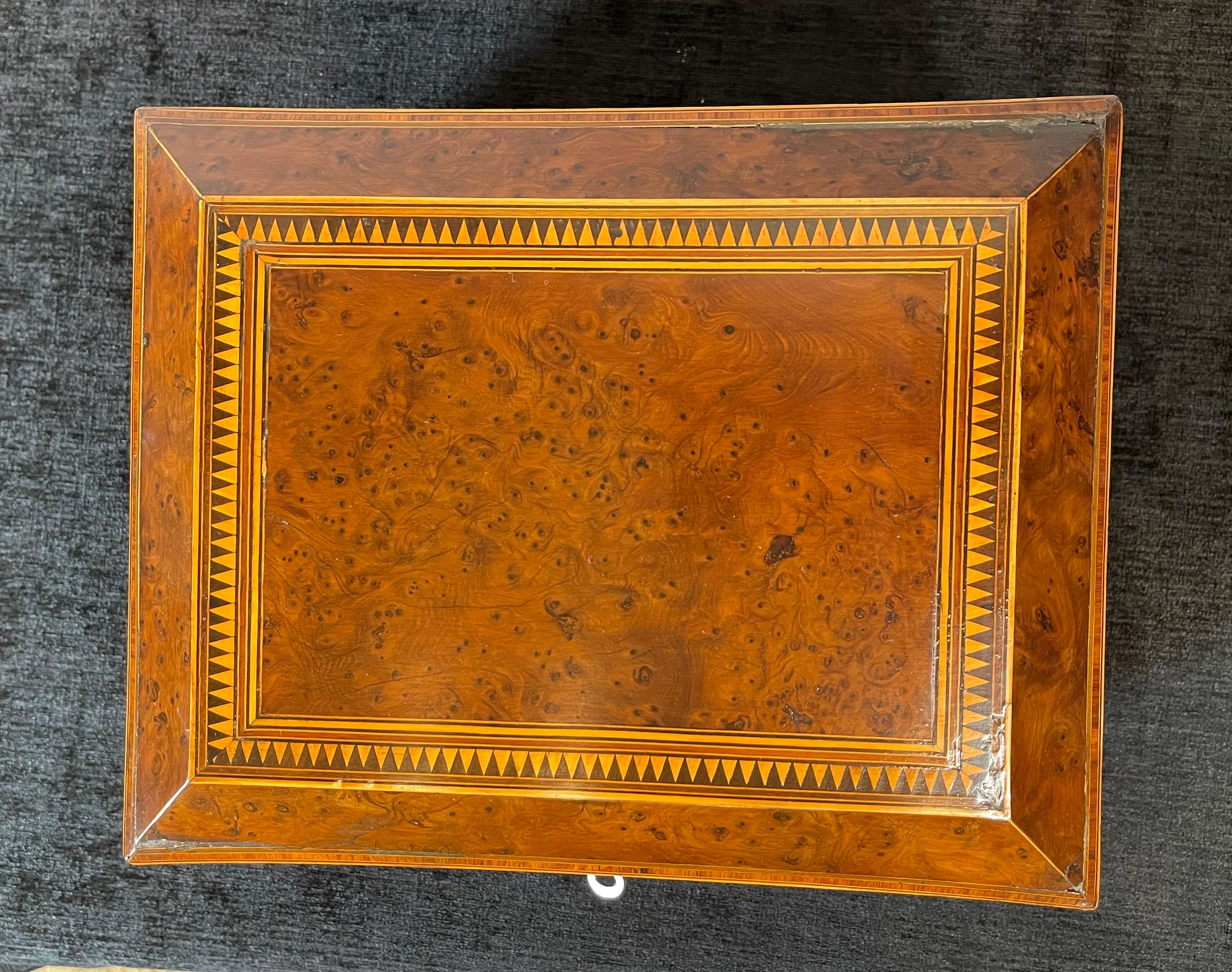 Regency English Birdseye Maple Sewing Box For Sale