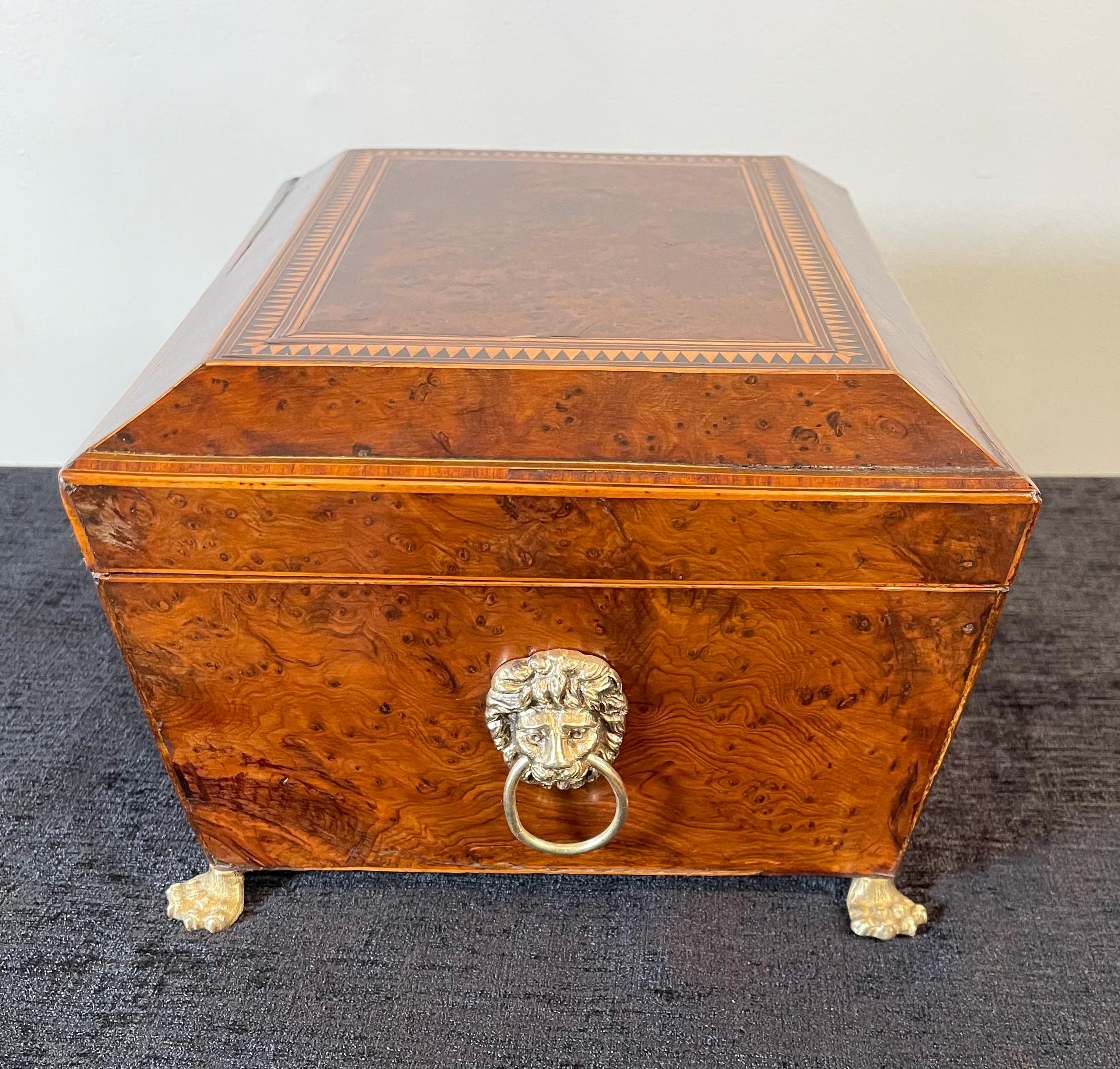 Polished English Birdseye Maple Sewing Box For Sale