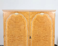 English Bird's-Eye Maple Wardrobe Fitted Armoire