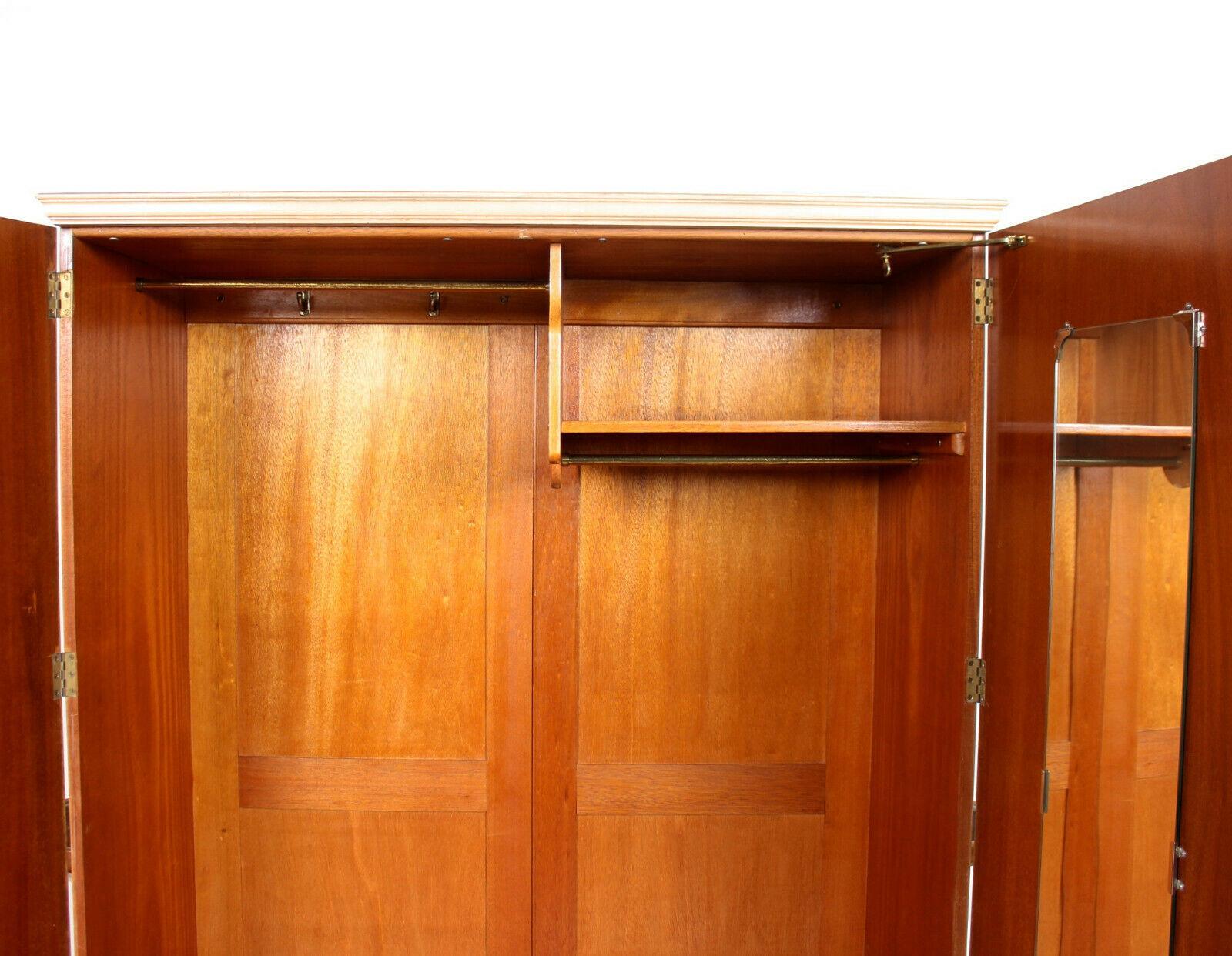 20th Century English Bird's-Eye Maple Wardrobe Fitted Armoire For Sale