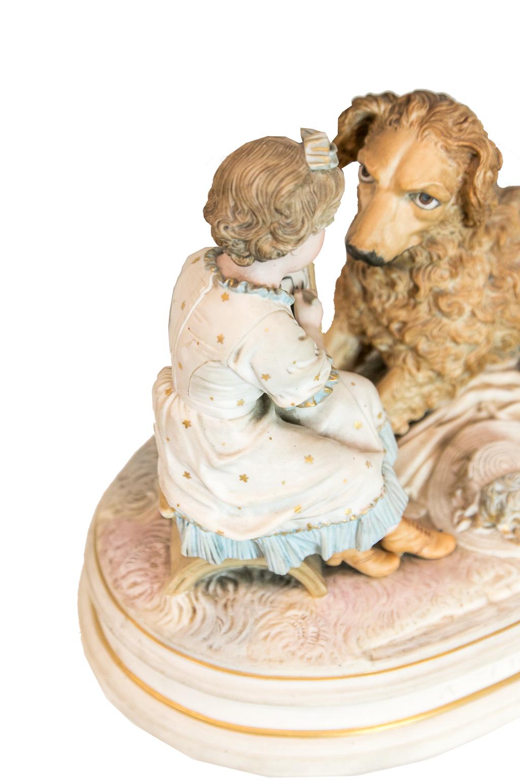 Hand-Painted English Bisque Figural Group For Sale