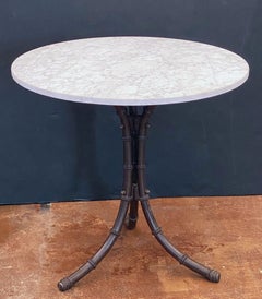 English Bistro or Pub Table of Cast Iron with Marble Top