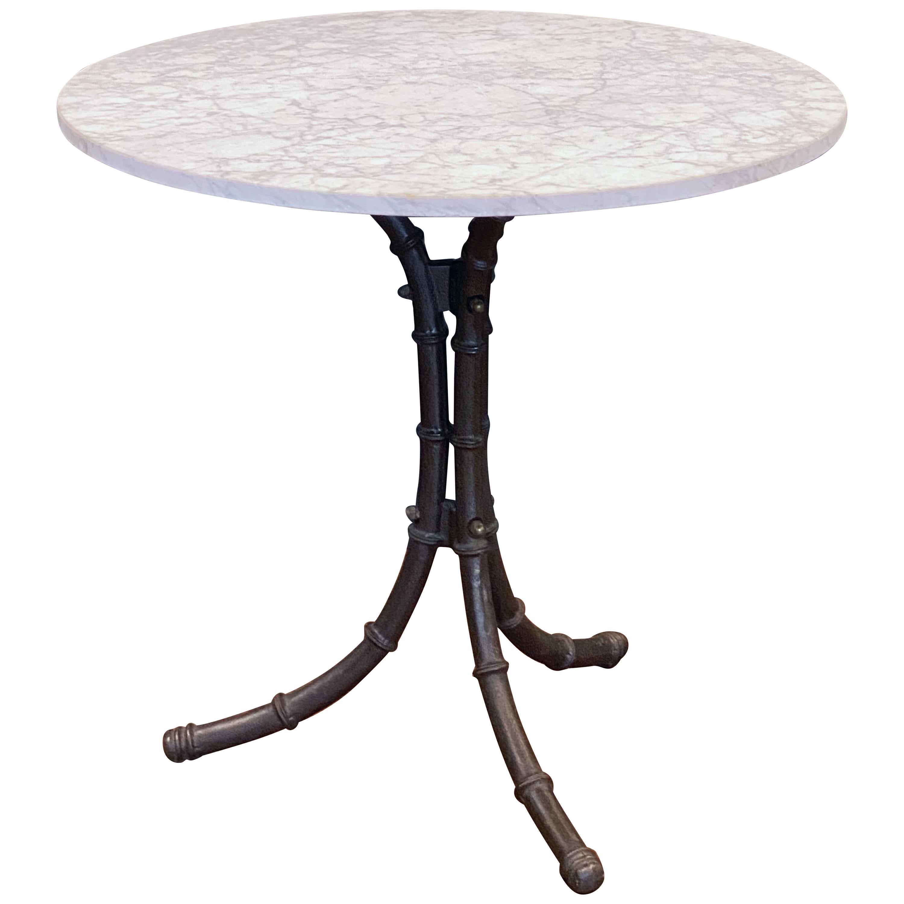 English Bistro or Pub Table of Cast Iron with Marble Top at 1stDibs