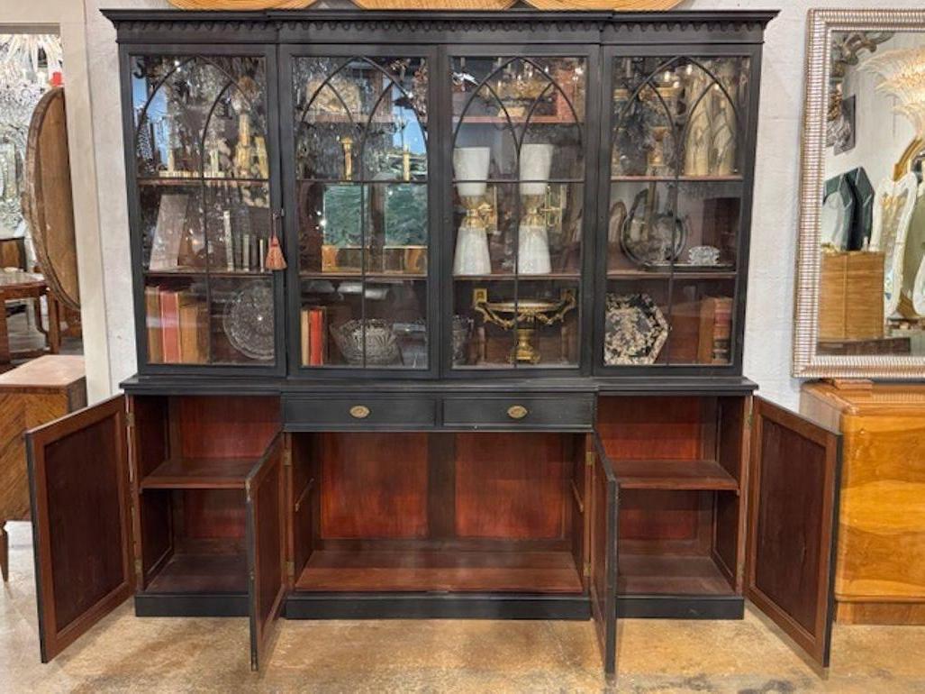 19th Century English Black Bookcase For Sale