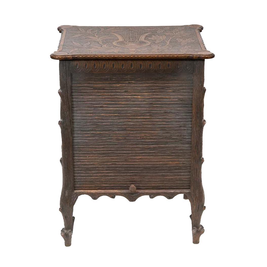 English Black Forest Style Tambour Cabinet