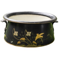 English Black & Gold Tole Planter