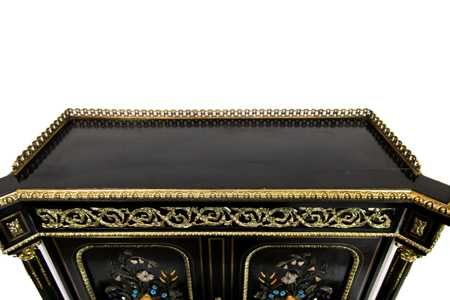 English Black Lacquer Step Back Cabinet For Sale 5