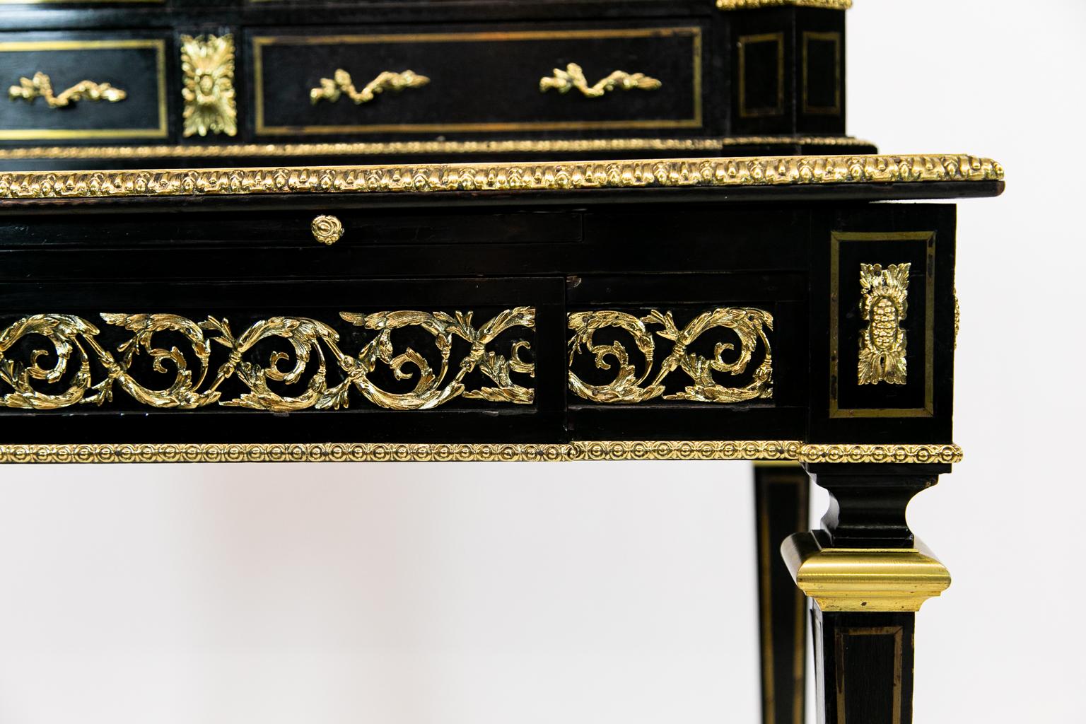 English Black Lacquer Step Back Cabinet For Sale 7