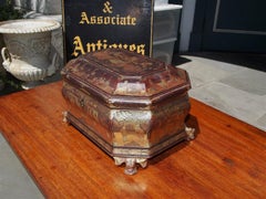 English Black Lacquered and Gilt Stenciled Figural Pagoda Tea Caddy, Circa 1810