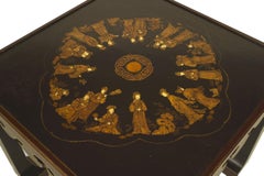 English Black Lacquered Chinoiserie End Table