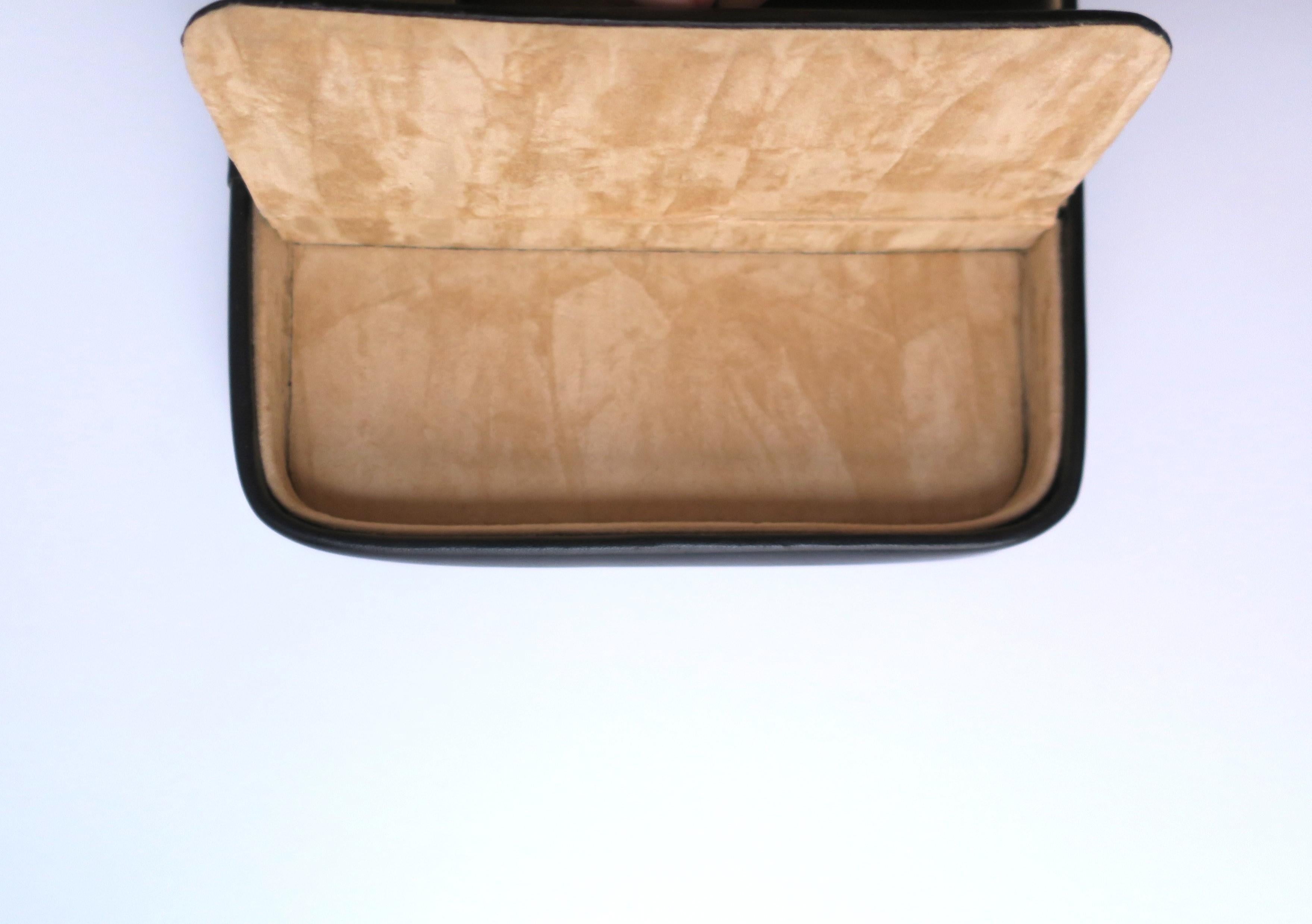 English Black Leather Desk Tray Caddy Box Organizer For Sale 7