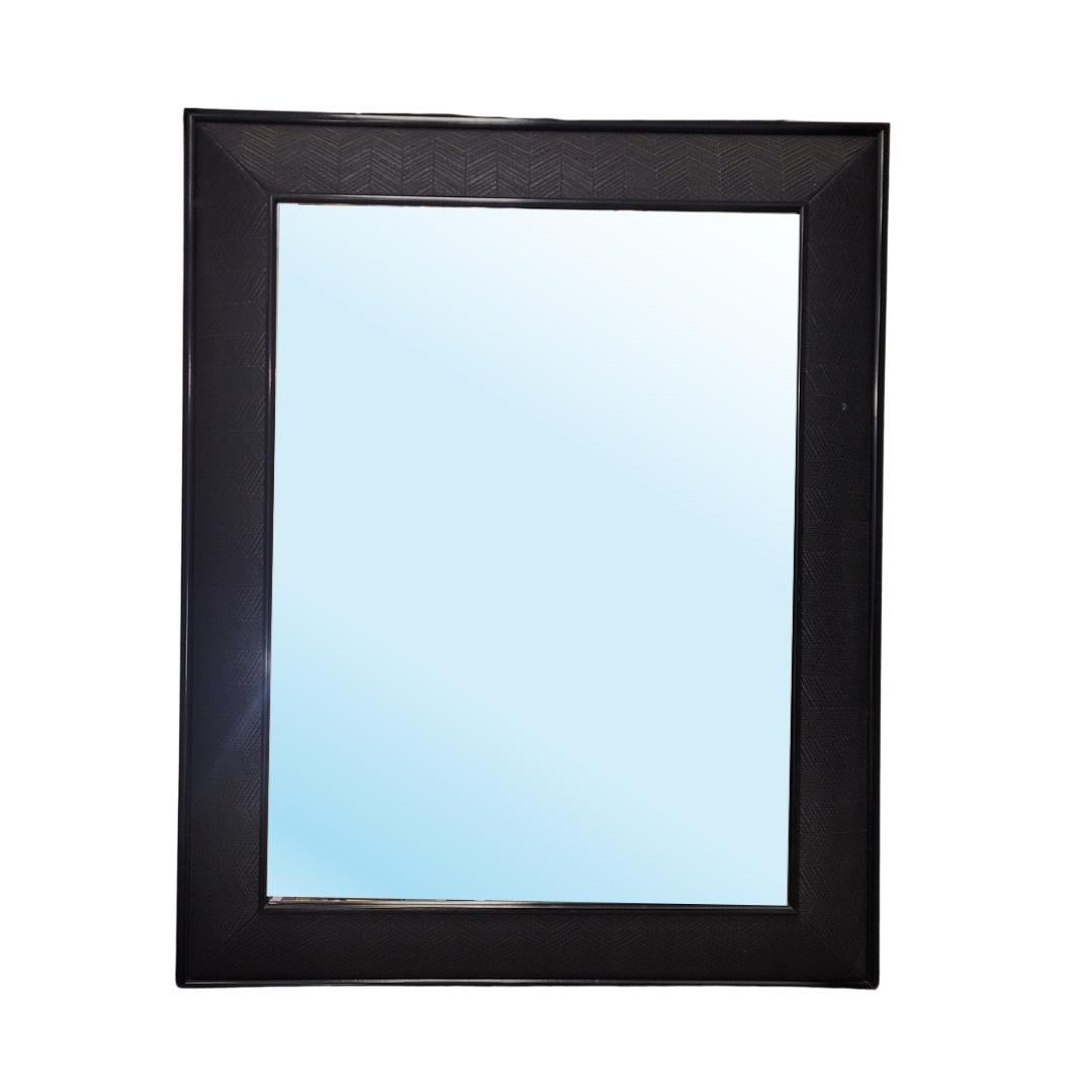 English black  mirror in braided leather by Simpsons of London For Sale 8