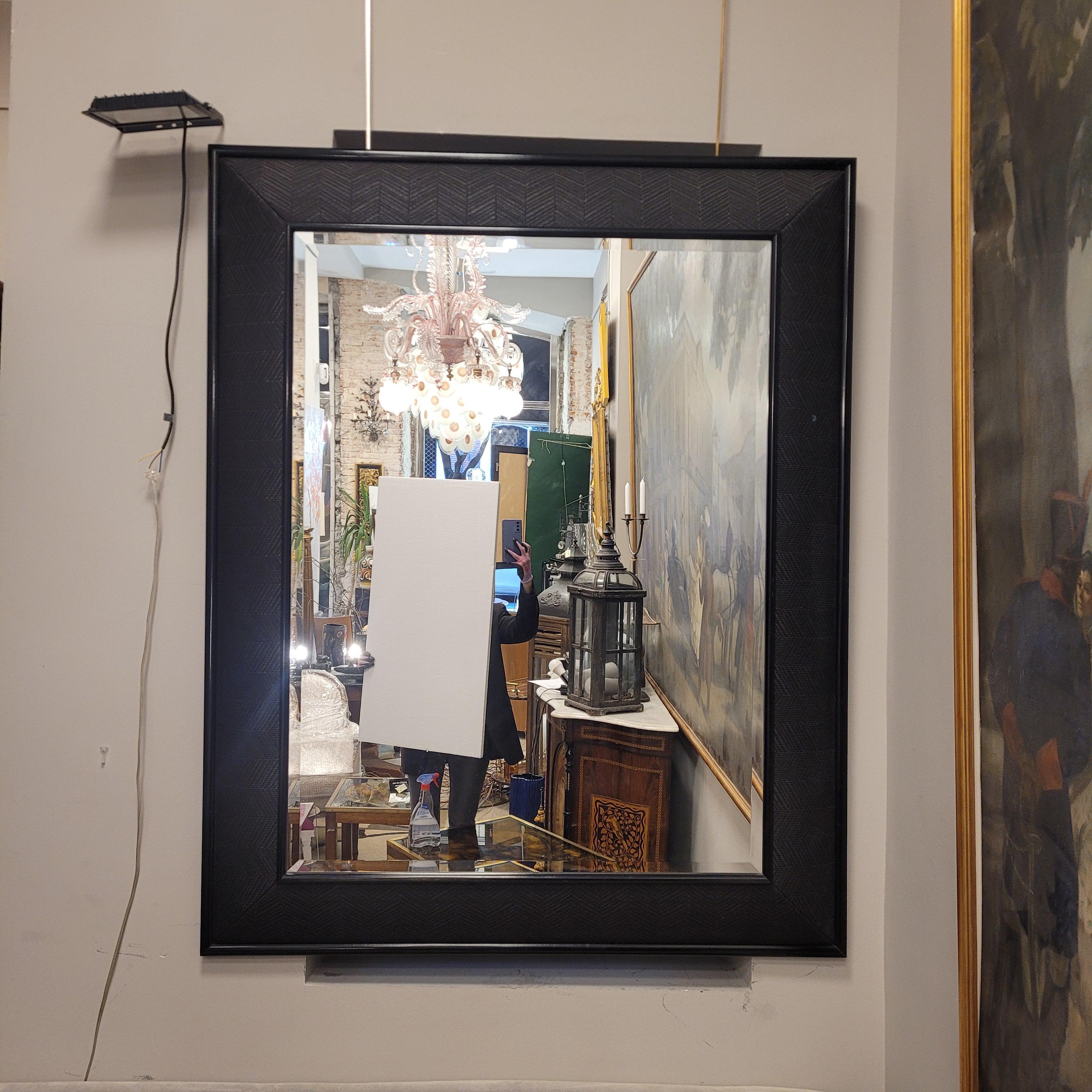 English black  mirror in braided leather by Simpsons of London For Sale 11