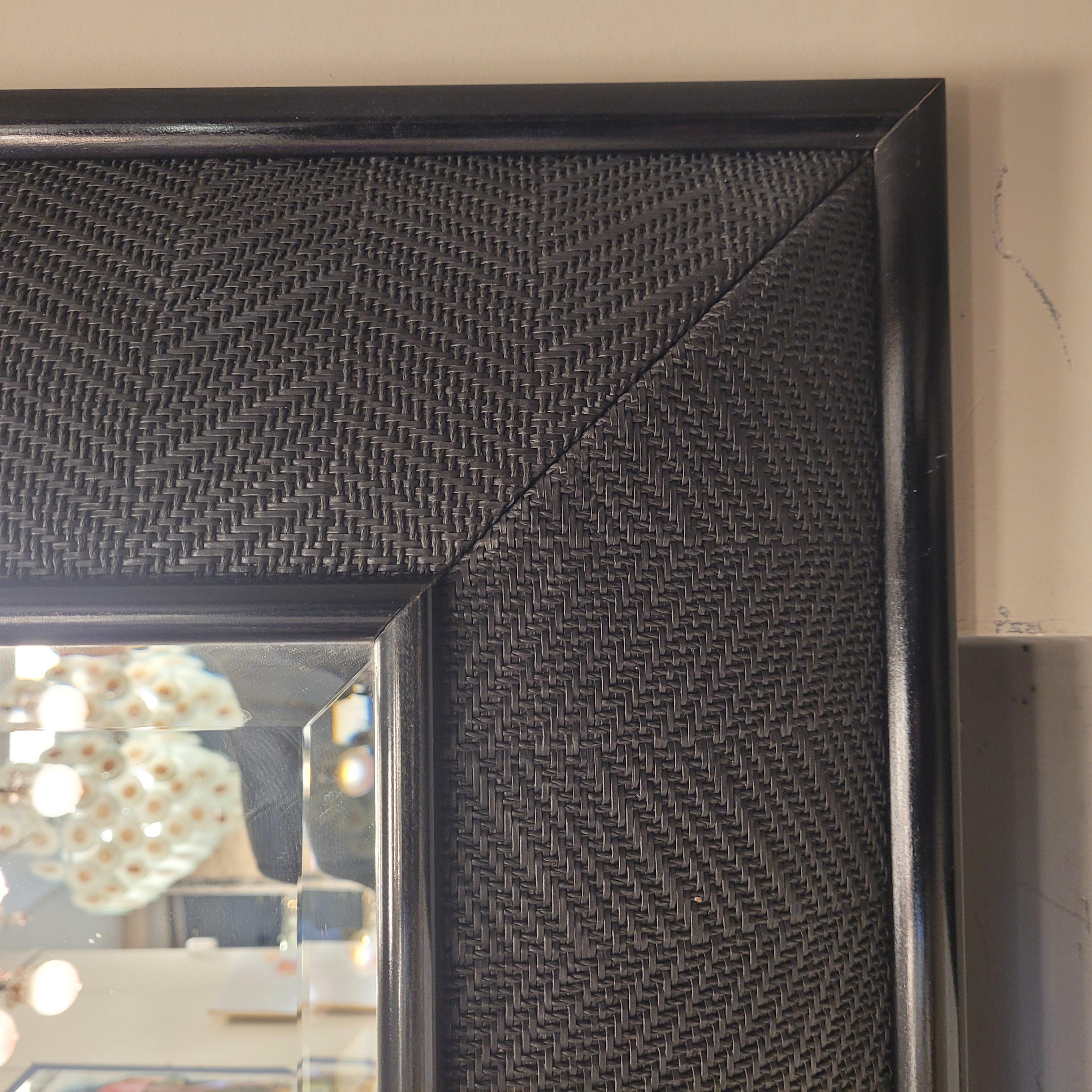 Contemporary English black  mirror in braided leather by Simpsons of London For Sale
