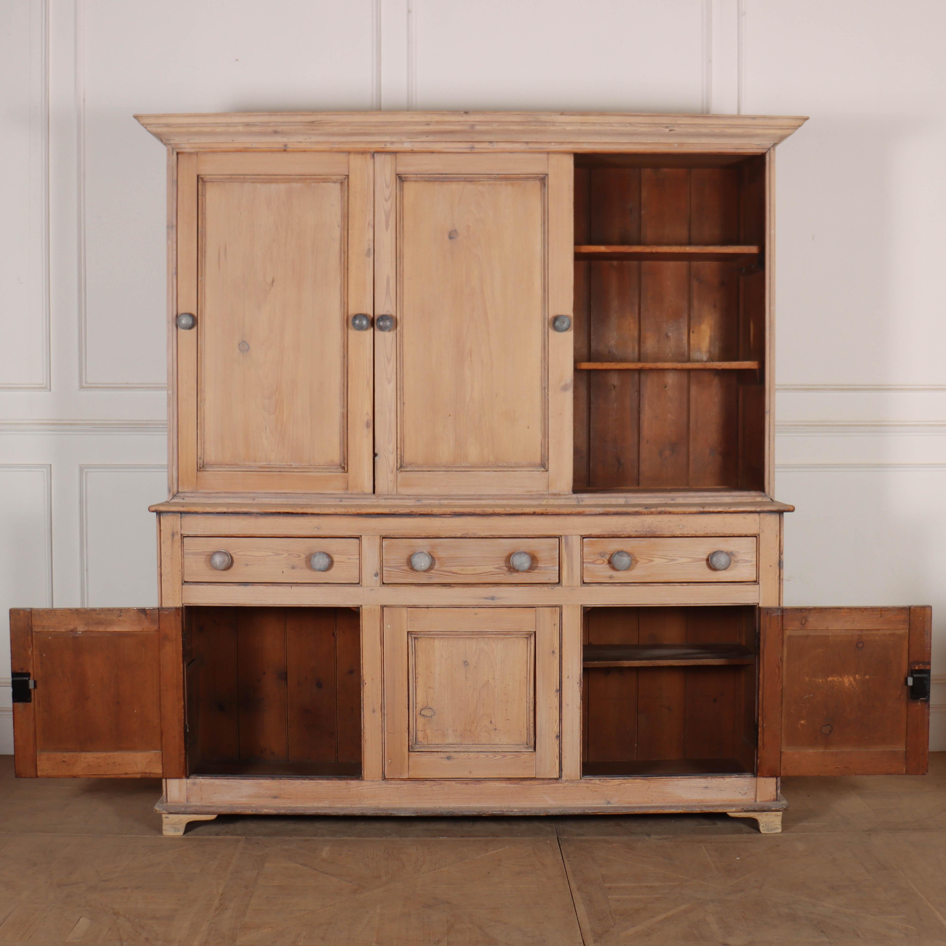 Pine English Bleached Housekeepers Cupboard For Sale