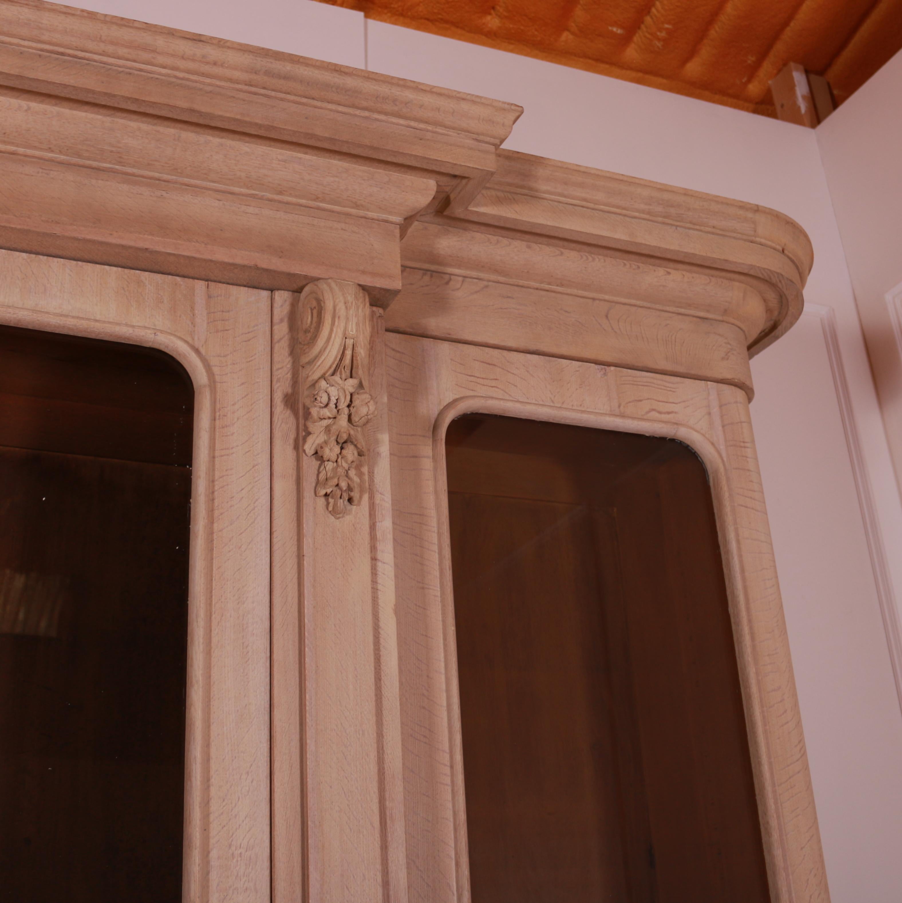 19th Century English Bleached Oak Bookcase For Sale