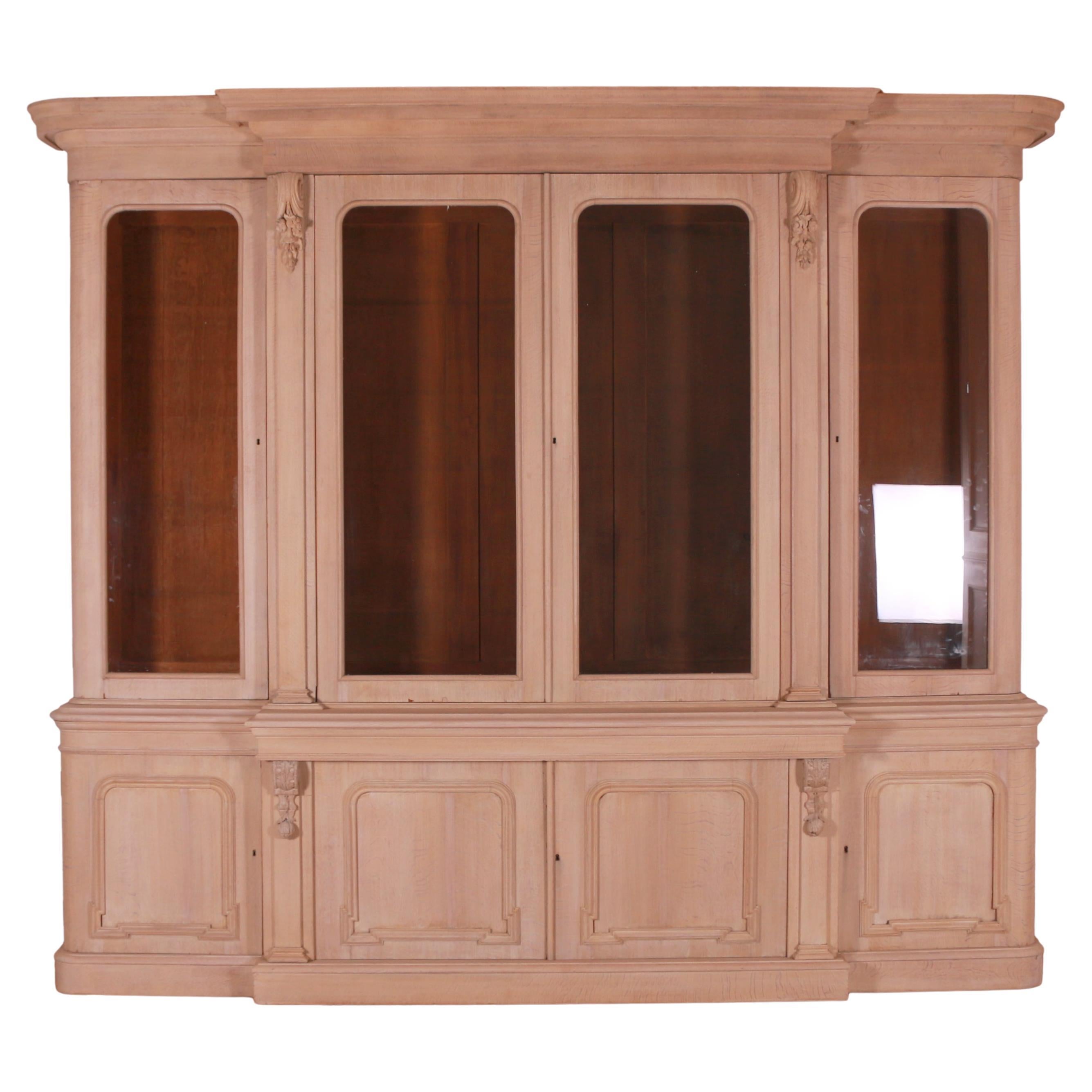 English Bleached Oak Bookcase For Sale