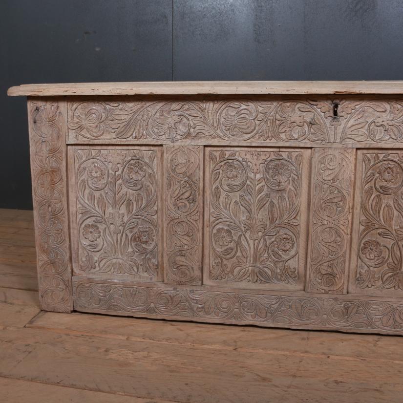 William and Mary English Bleached Oak Coffer or Blanket Chest
